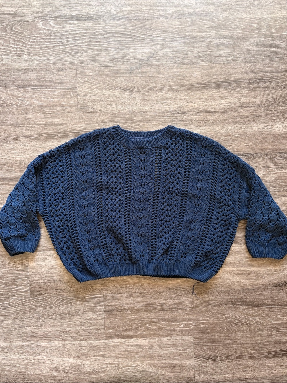 Forever 21 Navy Openwork Crewneck Sweater